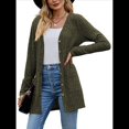 thumbnail image 2 of Cárdigan de Punto Suave para Mujer, Moda Otoño 2025, Abrigo de Larga Abierto con Bolsillos. Verde L, 2 of 9