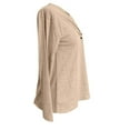 thumbnail image 5 of Fiaer.Oversized Tshirts for Women.Womens V Neck Long Sleeve T Shirts.Women's Casual Trendy Side Button Decor Going out Tops Beige M, 5 of 6