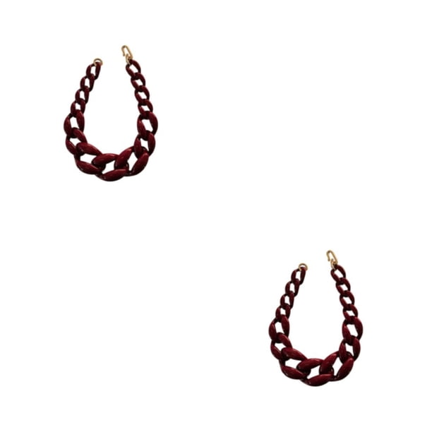 Collar largo Jumpingount Gargantilla Vintage de cadena gruesa Vino rojo 2piezas