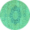 thumbnail image 1 of Ahgly Company Indoor Round Abstract Turquoise Blue Modern Area Rugs, 7' Round, 1 of 4