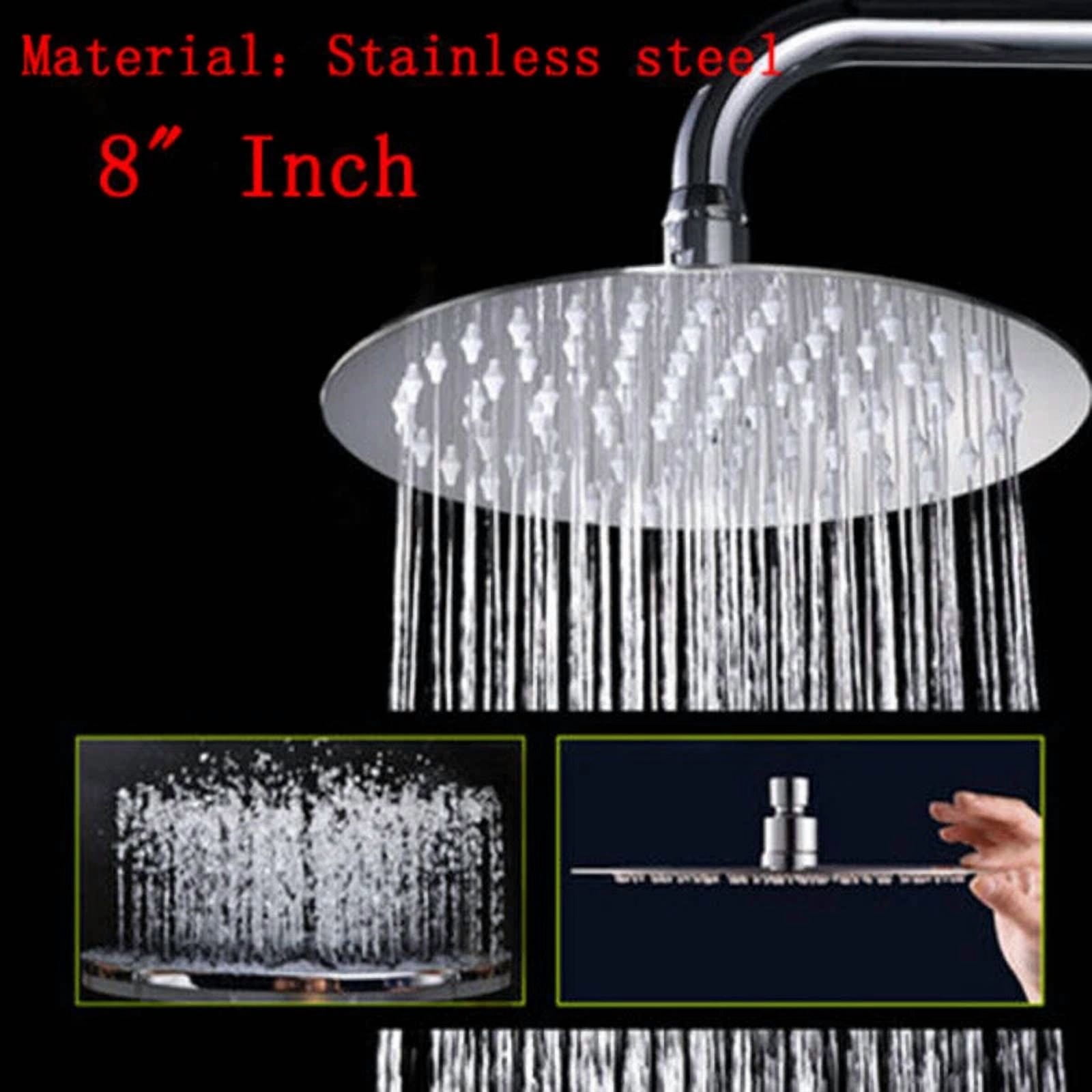 Chrome 8" Round Bath Rainfall Shower Head Bathroom Rain Sprayer Stainless Steel