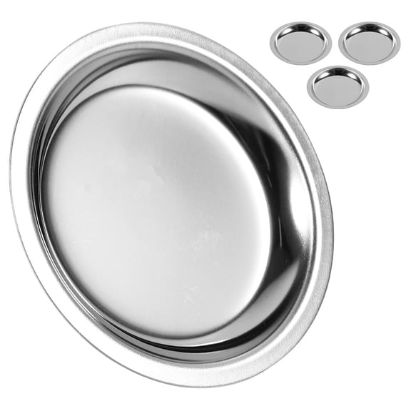 4pcs Silver Tea Bag Holder and Saucer Set Small Round Stainless Steel Coaster for Kitchen Use