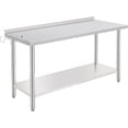 thumbnail image 1 of 60 In x24 In x35 In Stainless Steel Rolling Work Table with Adjustable Undershelf Back Guard Hooks and Removable Trash Rack - Heavy Duty Prep Station, 1 of 6