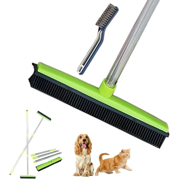 Petibo Pet Broom, Petibo Pet Fur Removal Broom, Petibopet Pet Hair Removal Broom, Rubber Carpet Broom Dog Hair Broom, Hair Broom for Carpet, Adjustable Handle Carpet Rake for Pet Hair Removal