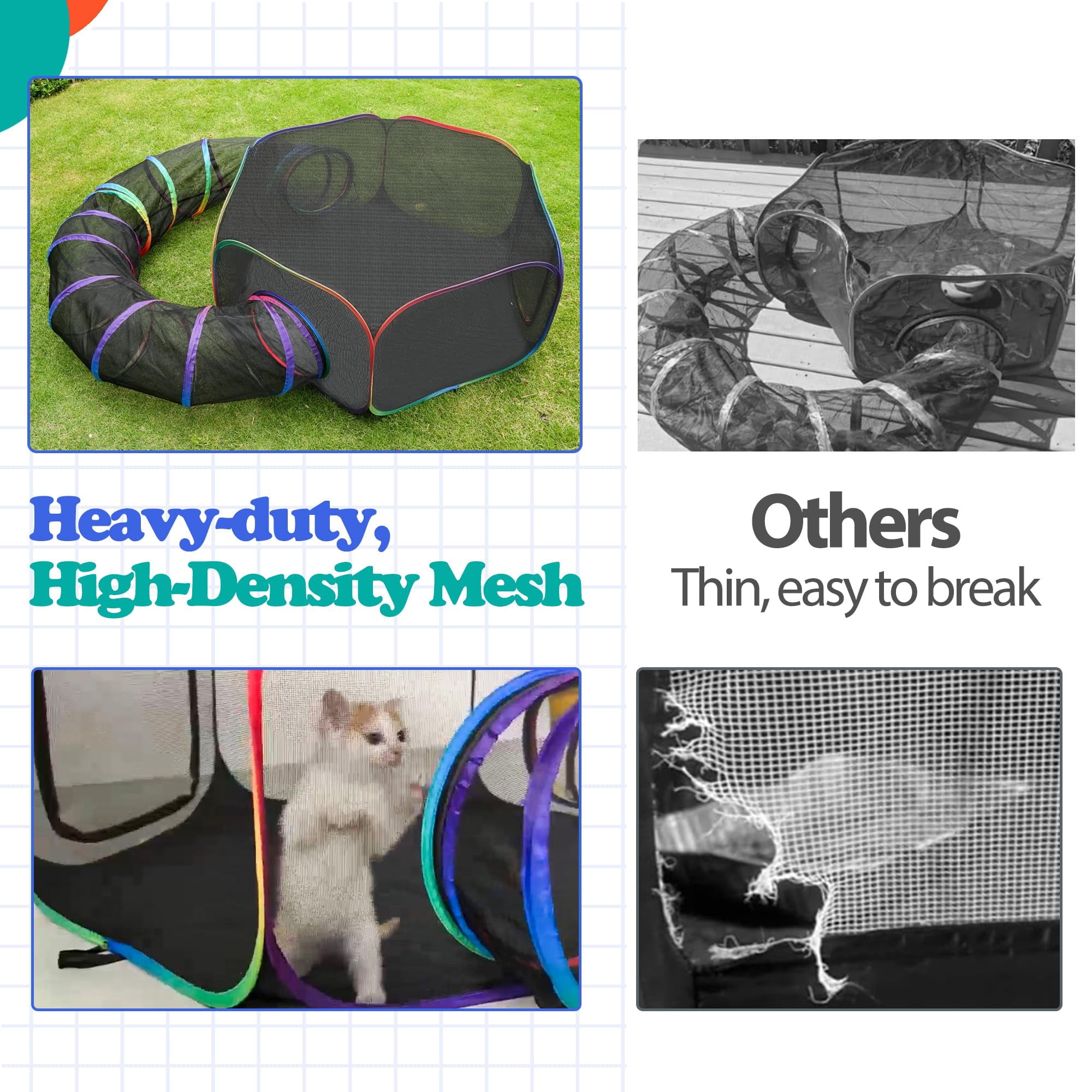 Outdoor Cat Enclosures  Portable Rainbow Catio Playground With Storage Bag & 4 Tent Stakes For Cats And Small Animals Foldable Playpen Tunnel Outside Indoor Play