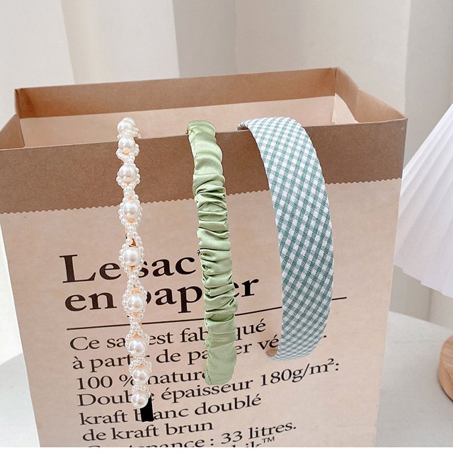 Banda para el cabello con perlas para primavera y verano que combina con el lavado facial, accesorios para el cabello, mechones de tela con pliegues en la parte superior y craneal alto para mujer,