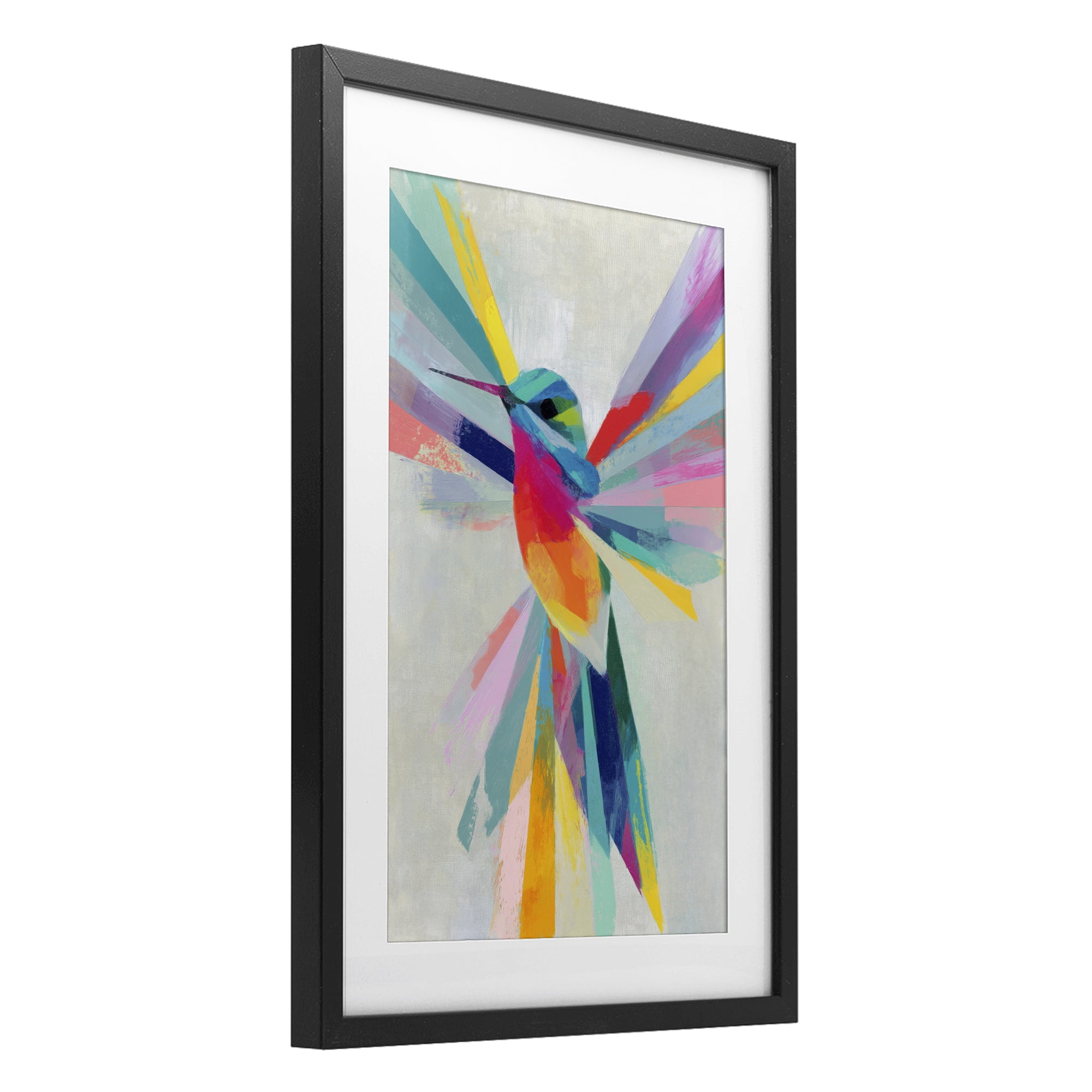 Stupell Industries Rainbow Winged Hummingbird Black Framed Print Under Glass, design by Chromatic Storm Studio