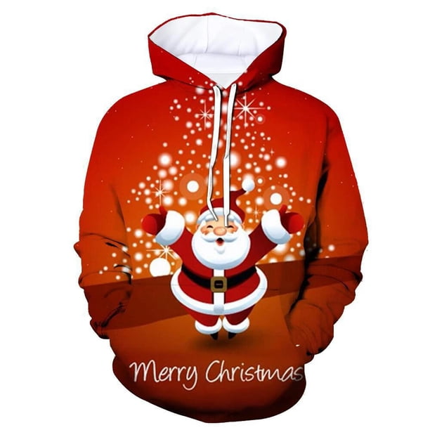 Sudaderas con capucha navideñas de Papá Noel y alce, ropa informal con impresión 3D, sudaderas para hombres y mujeres, Sudadera con capucha de gran tamaño, jerséis para niños, chándales, ropa