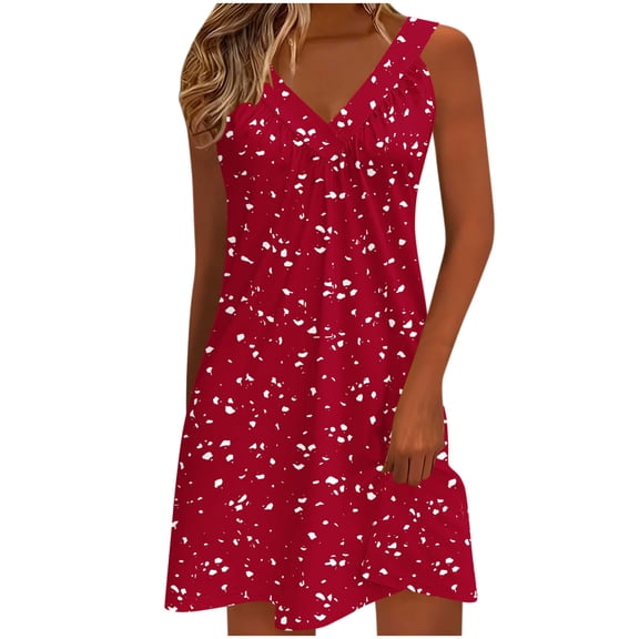Women's V Neck Floral Dress Stretch Slip Sundress 2026 Summer Dresses for Women Casual Sleeveless Beach Vacation Clothes Flowy Midi Outfit
