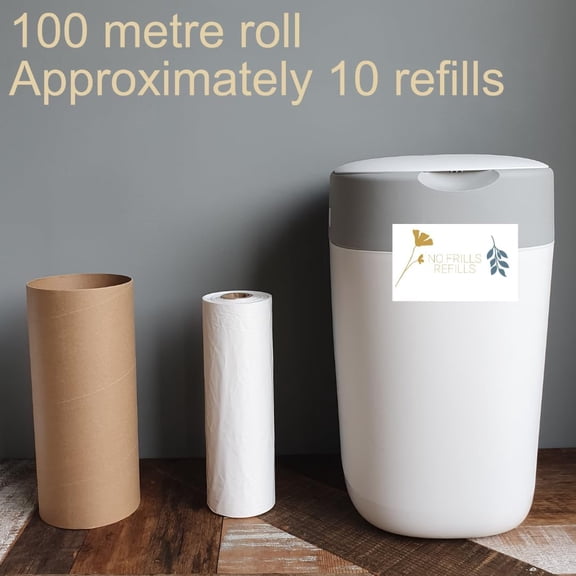 Nappy Bin Liners - Compatible with Twist & Click Nappy Bin Systems - for Tommee Tippee, Closer to Nature, Diaper Genie - Disposable Diaper Trash Bags 100m roll
