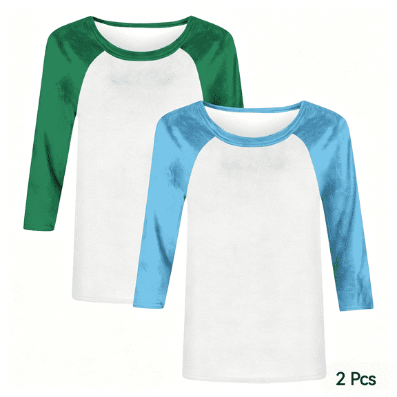 Guluxicc 2 Pack Womens Summer Tops Three Quarter Length Sleeve Tops Casual Crew Neck Raglan Baseball Shirt Basic Tunic Tee Shirts