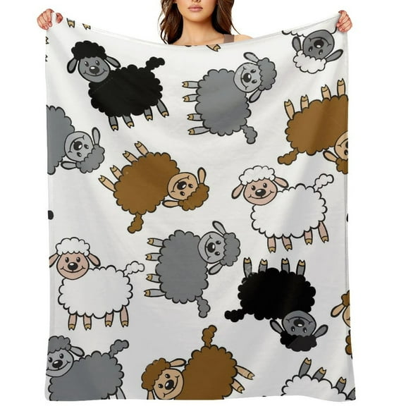 Color Lamb Pattern Printed Throw Blanket，Kids Adults Soft Lightweight Flannel Fleece Blanket for Couch Sofa Bed Living Room 40"×50"