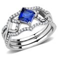 thumbnail image 1 of Alamode DA272-9 Women High Polished Stainless Steel Ring with Synthetic in London Blue - Size 9, 1 of 1