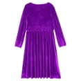 thumbnail image 4 of TiaoBug Womens Velvet Midi Dress V Neck Long Sleeve Flowy Evening Party A-Line Dresses Purple S, 4 of 5