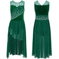 thumbnail image 6 of TiaoBug Kids Girls Sleeveless Ballet Lyrical Dance Dress High Low Asymmetric Tulle Figure Ice Skating Dress Green 14, 6 of 7