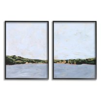 Stupell Industries Lake Shore Landscape with Soft Blue Sky Design by Victoria Borges, 2 Piece, 16" x 20", Black Framed
