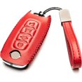 thumbnail image 2 of Vitodeco Genuine Leather Smart Key Fob Case Compatible with Nissan Sentra, Versa, Rogue, Pathfinder, Murano, Kicks, Ariya, Armada (Trunk Button, Red), 2 of 5