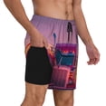 thumbnail image 2 of Naloa Sunset Truck Highway Print Men Swim Trunks with Compression Liner ,Board Shorts,Men's Swim Shorts with Drawstring and Elastic Waistband-3X-Large, 2 of 6