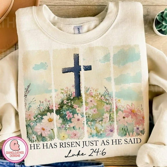 He Has Risen Just As He Said Sweatshirt, Boho Floral Easter Pullover, Christian Bible Verse Sweater, Vintage Amen Cross Shirt