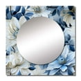 thumbnail image 2 of Designart "Polar Botanical Beauty I" Floral Square Mirror Wall Decor Cottage - Large Blue Square Bathroom Mirror - Square Printed Wall Mirror Art, 2 of 5