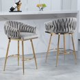 thumbnail image 2 of (Set of 2) 26'' Counter height bar stools kitchen island counter bar stool with hand- wave back, golden chromed base and footrest, Grey, 2 of 12