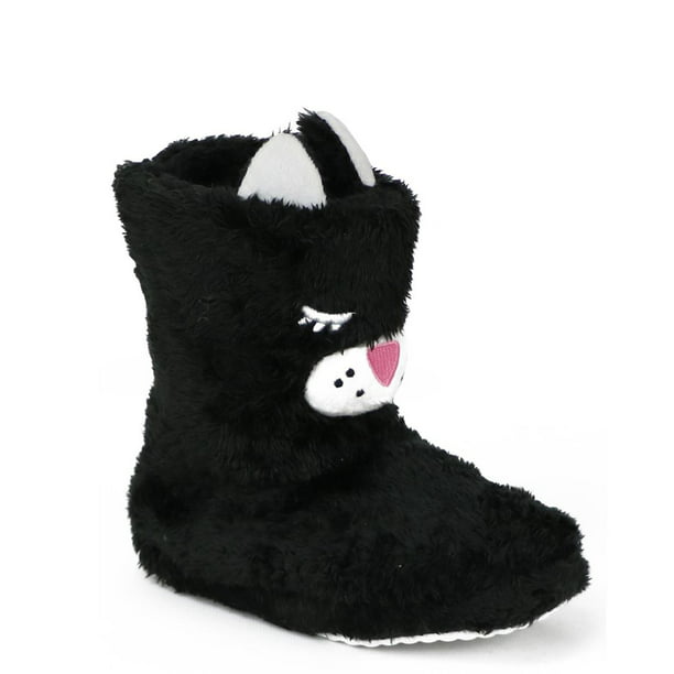 Chatties Girls 11-5 Animal Slipper Boots(Black Cat 11/12) 