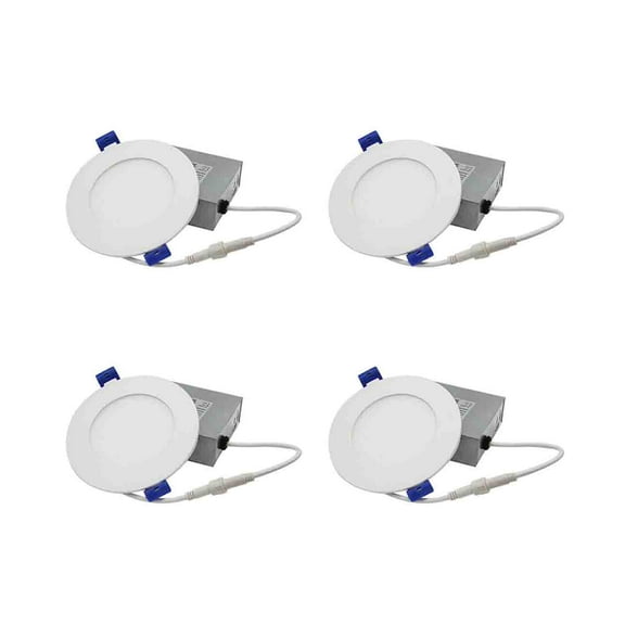 Strak LED 4-inch Integrated CCT Changeable 3k,4k,5k Dimmable LED Recessed Light Kit in White with Junction Box(Pack of 4)
