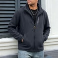 thumbnail image 2 of vdgthytj Jackets for Men Fleece Lined Long Sleeve Full Zip Stand Collar Elastic Cuffs Fall Winter Warm Thick Casual Outwear with Pockets(X-Large,Gray), 2 of 9
