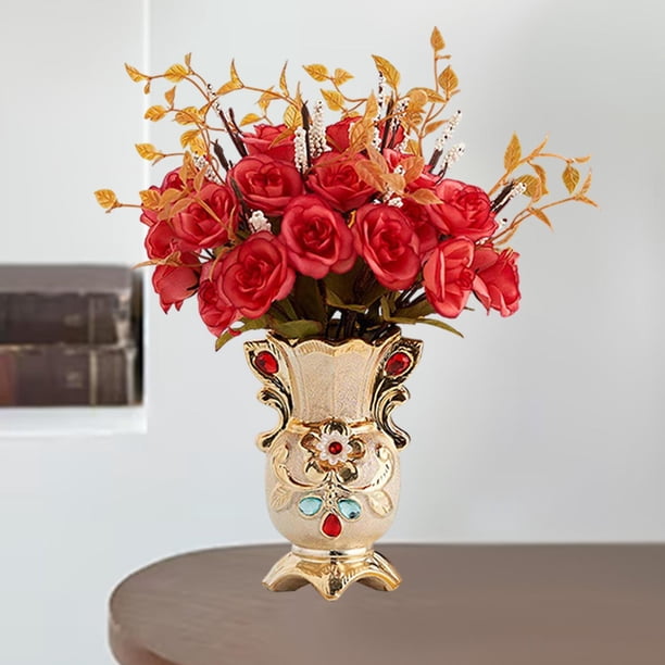 Jarrón decorativo Jarrón de estilo europeo Cerámica Decoración del hogar Craft Flower Pot Vase para la barra de escritorio Sala de estar de interior A