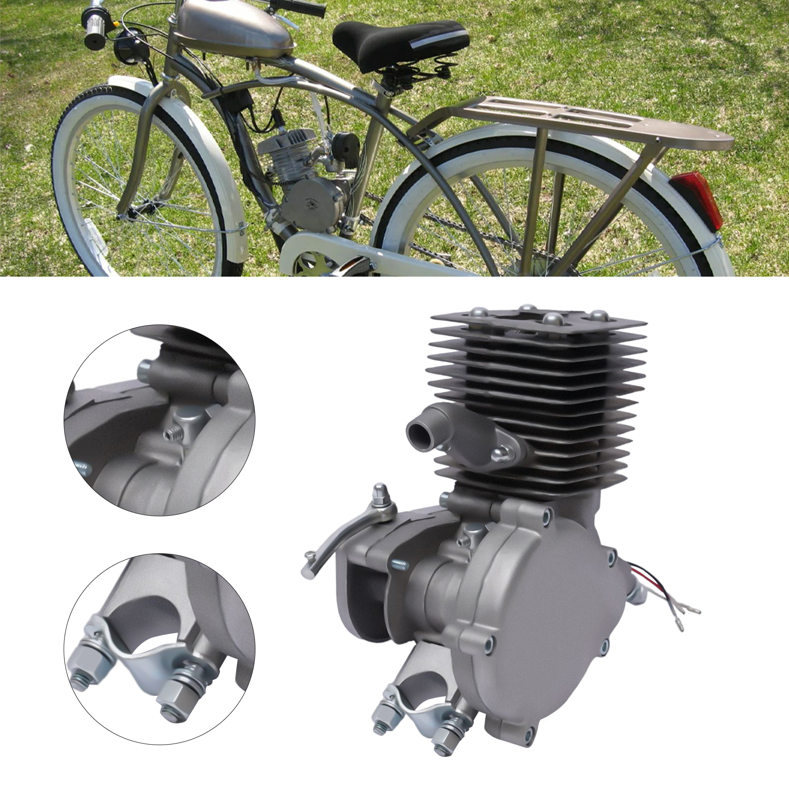 Anqidi Full Set 100CC 2-Stroke Bicycle Gasoline Engine Motor Kit Upgrade Hydraulic Handle DIY Gas Motorized Bike Modified Set