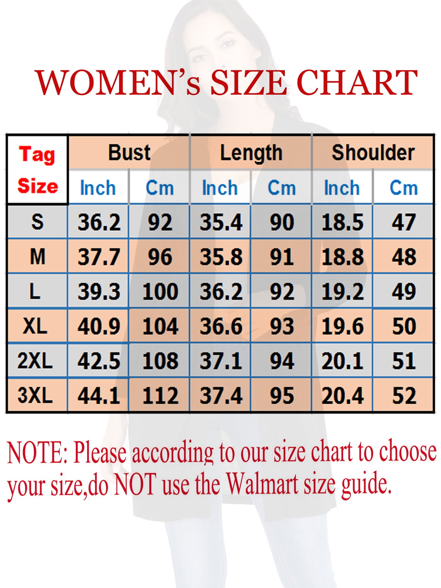 Walmart Vest Size Chart