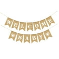 thumbnail image 4 of HONITANO 1Set Burlap Bunting Banner Welcome Baby Letters Khaki Heart Shape Swallowtail For Birthday Party Decoration, 4 of 8