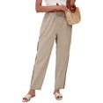 thumbnail image 3 of Pantalones de con Cordón Ajustable para Mujer, Pantalones de Playa de Verano con Cintura Elástica. Caqui S, 3 of 10