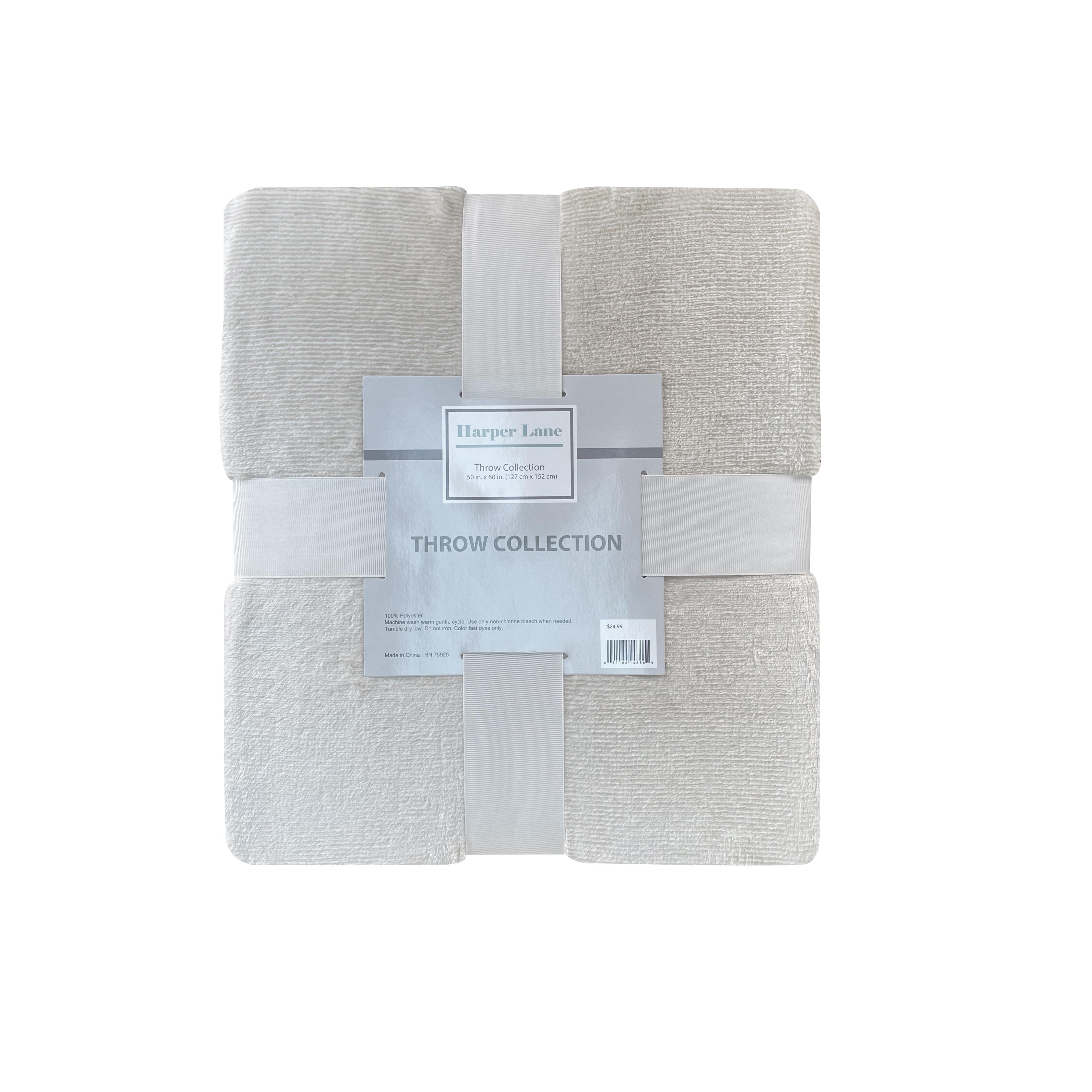 Harper Lane Marlin Plush Throw Beige 50"X60"