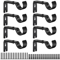 Armscye 8 Pcs Adjustable Curtain Rod Bracket, Heavy Duty Curtain Rod Holders, Wall Mounted Curtain Hooks Hangers for Window, Bedroom, Home Curtain Rods, Drapery Rod (Single Row)