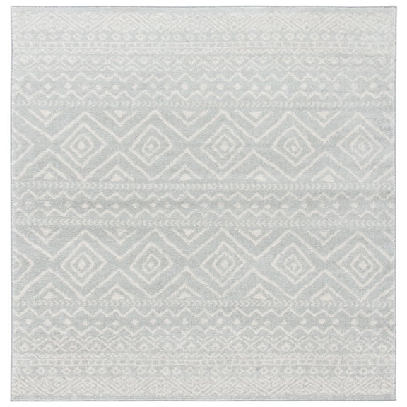 SAFAVIEH Tulum Merletta Oriental Area Rug, Light Grey/Ivory, 11' x 11' Square