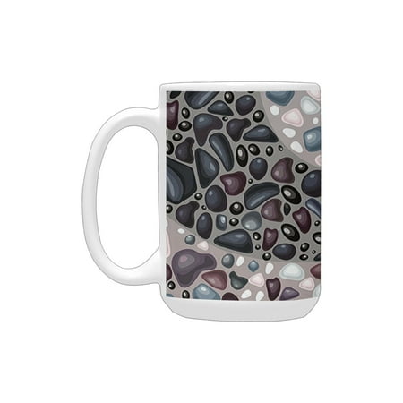 

Nature Garden Mountains Volcanic Stones Image of Pebbles on Cement Print Slate Blue Black and Dimgre Ceramic Mug (15 OZ) (Made In USA)