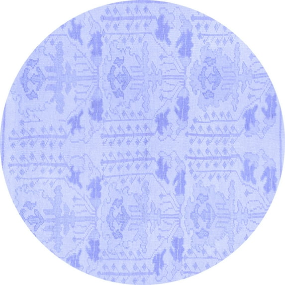 Ahgly Company Indoor Round Abstract Blue Modern Area Rugs, 6' Round