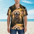 thumbnail image 2 of Sikiie Sunset Daisy Dog Print Men's Hawaiian Shirt, Summer Beach Button Pocket Short Sleeve T-Shirt,XX-Large, 2 of 7