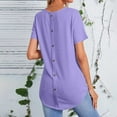 thumbnail image 4 of Women's Short Sleeve Tops Summer Casual Knit Loose Flowy Curved Hem Crew Neck Shirts Soft Breathable Blouses (XL, Purple), 4 of 7