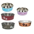 thumbnail image 2 of Stainless Steel Dog Dish Fun Print Feeding Bowls Non Slip Rubber Base (Large - Copper), 2 of 9