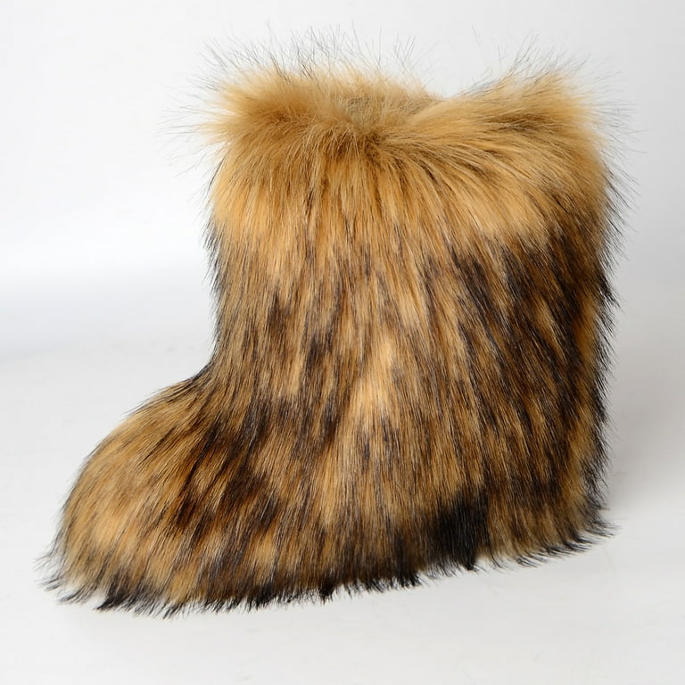 Juebong Women's Fashion Color Imitation Animal Boots Plus Cashmere