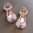 thumbnail image 5 of LNMQLPDBS Baby Princess Shoes Fashion Summer Girls Dress Sandals Performance Shoes Lace Bow Decoration Flat Glitter Sequins Dance Shoes with Pearl Ankle Strap Little Girl Shoes Pink 11-11.5 Years, 5 of 6