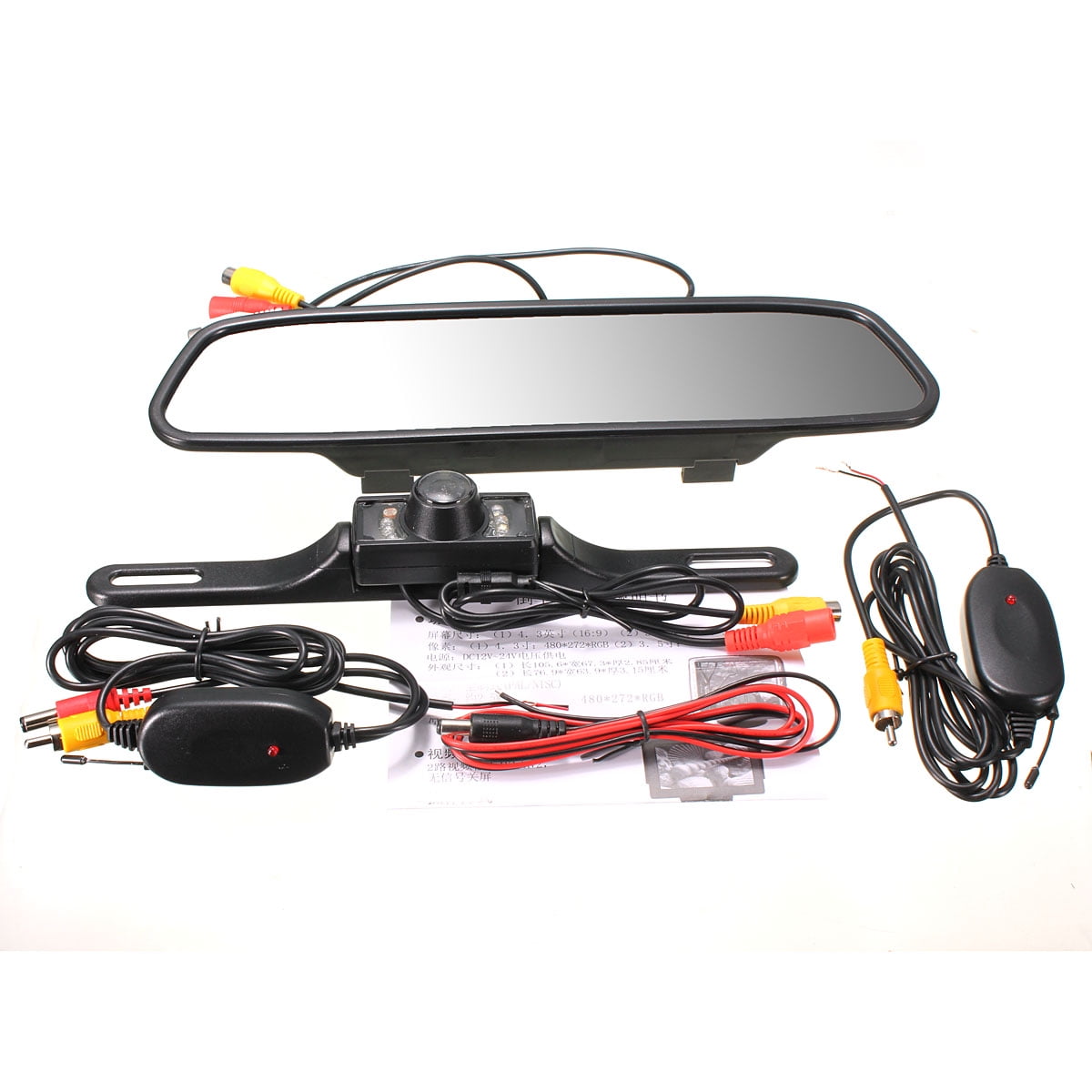 12V 4.3 Inch Car TFT LCD Monitor Mirror Wireless Reversing Rear View Backup Camera Kit Walmart