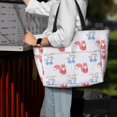 thumbnail image 4 of Wukai Red Squirrel And Blue Rabbit Print Zipper Bag,large Beach Tote Bag,Waterproof Sandproof Bag,Grocery and Picnic Tote Travel Bag, 4 of 5