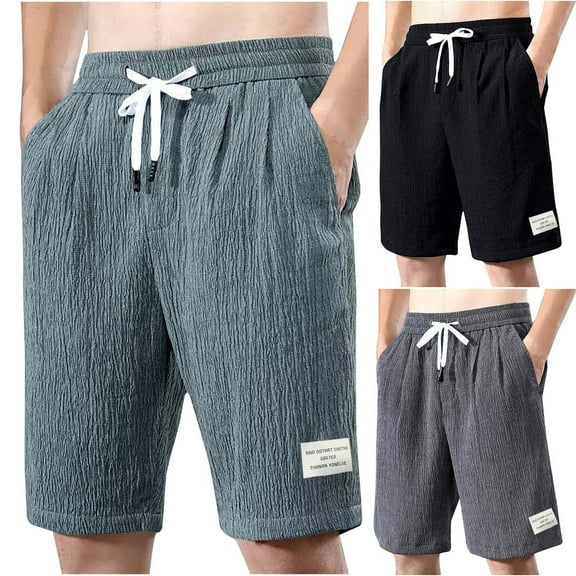 FRSASU Men's Casual Loose Summer Shorts Concise Comfort Solid Loose Fit Pants for Summer Beach Wear Gray