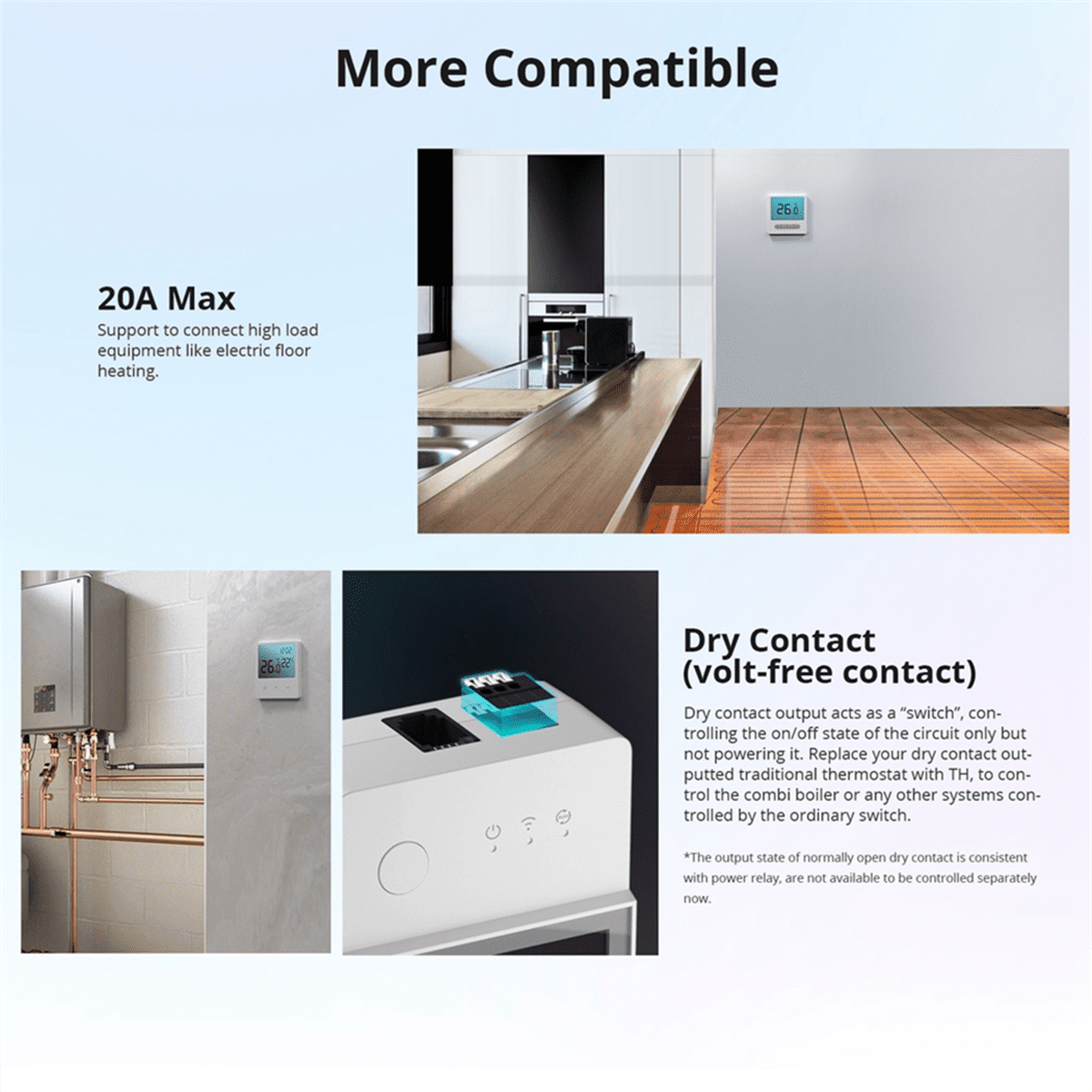 TH Elite 20A Smart Temperature Humidity Monitoring Switch LCD Screen Smart Home Automation Modules,1 x Smart Temperature Humidity Monitoring Kit,White