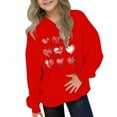 thumbnail image 2 of yoeyez Girls Valentine Hoodies Heart Print Long Sleeve Sweatshirt Casual Holiday Outfit Cute Valentine's Clothing for Kids Red,11 Years, 2 of 6