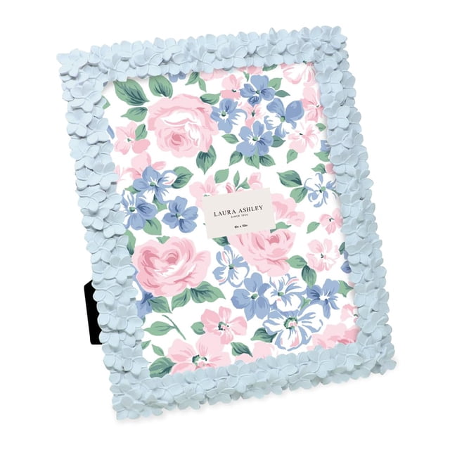 Marco de fotos Laura Ashley con forma de flor azul claro, 20 x 25 cm