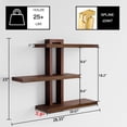thumbnail image 3 of Variable Wood Floating Shelves Set of 3, Wall Cube Shelves 28.35" Max, Wall Shelves for Living Room Bathroom Bedroom - Light Walnut Color - 28.35" x 23" x 5.9" Max, 3 of 7